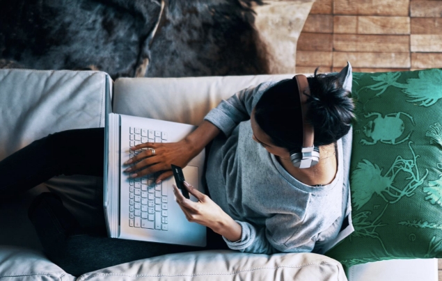 A lady using a laptop